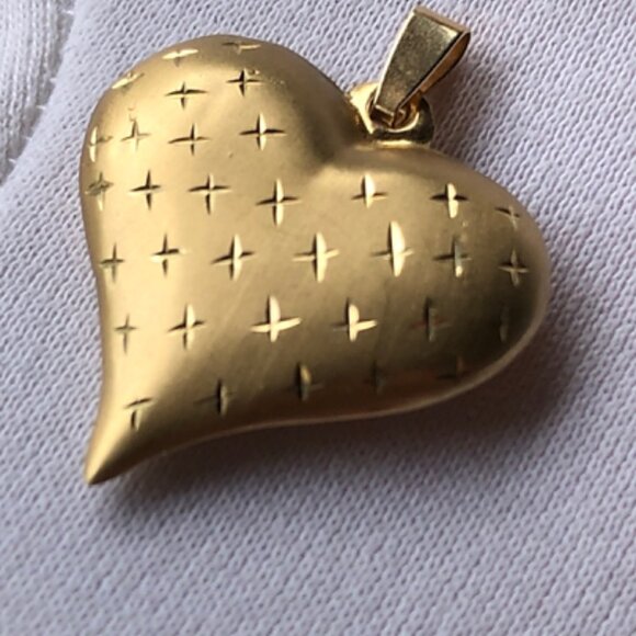 14K Yellow Gold Puffy Heart Pendant and 10K Gold Necklace - Picture 3 of 13